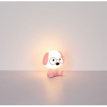 Globo 21761P - Luz nocturna infantil LED recargable y regulable PUPPY 1 W/5 V 500 mAh rosa